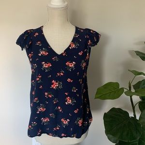 Old Navy Flutter Sleeve Blue/Floral Top